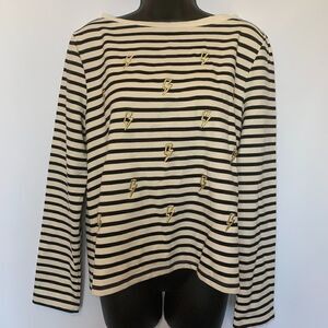 Betsey Johnson Performance Lightening Bolt Stripped Shirt